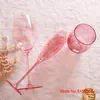 Rosa Flamingo Série Copo de Vinho Luz Luxo Bordeaux Vinhos Cálice Corte Oblíquo Taças de Champanhe Casamento Copo de Água Copo de Xerez L230620