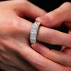 Hailer Joyas Square Stone Ring Designs Sterling Silver Halo Weddings Men Band Moissanite Mens