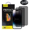 خصوصية مضادة للبوب واقي زجاجي مضاد للتجسس لجهاز iPhone 15 14 13 12 Mini Pro Max 11 XR XS 6 7 8 Plus Screen 2Pack 2 PCS في 1 صندوق البيع بالتجزئة