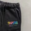 Новая футболка Trapstar London Towel с вышивкой, высококачественная футболка с градиентом цвета радуги и буквами, мужские черные комплекты футболок