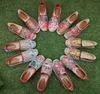 Women Espadrille Slajdes Płaskie kapcie modne kwiat nadruk espadrille z płótna-jacward Mules buty designerskie buty luks