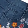 Jeans Feminino Calças de Perna Reta Bottom Floral Bordado Bootcut Denim Sino Harajuku Cintura Alta Calças Largas Moda Vintage 4