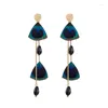 Dangle Earrings 11.11 2023 Antique Blue Peacock Feather Attractive Fan Drop For Women Christmas Ed01653c