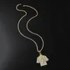 2023Hip Hop Designer fashion gold plated Crystals football jersey pendant necklace 75cm