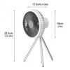 Portable Camping Fan Rechargeable Multifunctional Mini Fan USB Outdoor Led Light Tripod Stand Desktop Hand Fan