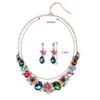 Colorful Crystal Flower Bridal Jewelry Sets for Women Choker Necklace Stud Earrings Set Wedding Bride Costume Jewelry Set