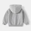 T Shirts Boys Hoodies Kids 3 8y Long Sleeve Spring Autumn Boy Zipper Jacket Sport Outdoor Coat Solid Grey Navy Children Cotton 230627