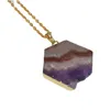 Pendentif Colliers 2023 Style Bijoux Collier Violet Cristal Pierre Chaîne Améthyste Femelle Hexagonal Brut Géode Druzy Quartz