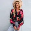 Women's Contrast Printed Shirt 2023 Autumn/Winter Long Sleeve Versatile Top chiffon tops