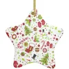 Round 3 pouces Circle Star Heart en forme d'ornements suspendus personnalisés sublimation Cermics Ceramic Flat Christmas Decorations 2024