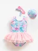 Roupa de banho 2021 Nova Menina Bebê Sereia Maiô Princesa Moda Desenhos Animados Peixe Sca Estampa Dança Balt Uma Peça Crianças Lantejoulas Tul Maiôs HKD230628