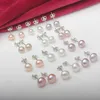 Boucles d'oreilles en perles d'eau douce certifiées de 6 à 12 mm Boucles d'oreilles en perles imprimées 925 Naturel Véritable Blanc Rose Violet Trois couleurs Lot mixte