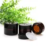 Brown Glass Jar 20g 30g 50g Cream Bottles Round Cosmetic Jars Hand Face Packing Bottles With Black Cap Xbtwh