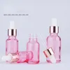 5-100m Pink Glass Bottles E liquid Ejuice Empty Dropper Bottle With Rose Gold Caps For Essential Oil Iplrq