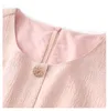 2023 été rose couleur unie robe à manches courtes col rond boutons genou longueur robes décontractées W3L043704