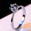 Cluster Rings Luxury Female Liten Lab Diamond Ring Real 925 Sterling Silver Engagement Crystal Solitaire Round Wedding For Women