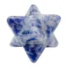 Pingente de enfardamento Merca de cristal de ágata natural feito à mão esculpido em 3D estereoscópico de oito pontas com pingente de estrela para fazer você mesmo