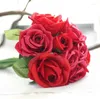 Decorative Flowers Arrival Simulation Of Nine Heads Roses Bouquet Bridal Holding Flower 16 Colors In Stock For Wedding Party Decoration