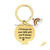 Keychains Lanyards 18 Styles Mothers Day Rainbow Round Keychain Gift Gold Stainless Steel Metal Key Chain With Lettering For Mama Dhqis