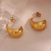 Vintage Hollow Out Gold Plated Boat Shape Stud Earring Tarnish Free rostfritt stål smycken öroner kvinnor