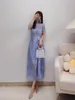 Auth S-elf Portrait Clove Purple Mesh Slim Fit Fashion Light Luxury Dress Long Dress Elegant Elegance