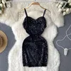 Повседневные платья Sequin Suspender Bra Dress Sliming Waist Shows Thin Wrap Hip Style Skirt Summer