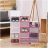 Storage Boxes Bins Transparent Shoe Box Mticolor Foldable Plastic Clear Home Organizer Stackable Display Superimposed Combination Dhfkr