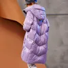 Women's Trench Coats Woman Jacket Parkas Coat Purple Down Cotton-Padded For Women Over The Knee Hood Winter Loose Cotton Veste Femme