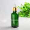 Empty Glass 50Ml Dropper Bottle Green Round Bottles with Gold Black Cap for E Juice Liquid Perfume Essential Oil 440Pcs Jsncs