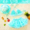 Pajamas Baby Kids Girls Bikini Princess Three Piece Swimming Suit Split Top Skirt Hat Swimwear Summer Beach Children Swimsuit SA4001 230628