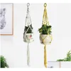 Garden Decorations Knot Bloom Rame Plant Hanger - Inomhus/ utomhusblommor Hållare Väggkonstdekor w/ Metal Ring Vintage Style Nylon DH5AS