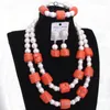 Collier boucles d'oreilles ensemble Dudo nigérian bijoux Dubai Orange Original corail perles Imitation perle 2023 mode