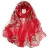 Scarves Fashion Plum Blossom Flower Chiffon Georgette Scarf Women Printing Long Soft Wrap Shawl Beach Kerchief Foulard