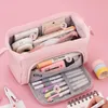 Fall Angoo Side Window Cute Pencil Case Special Aron Color Canvas Big Pencil Box Storage Bag Kids Student School Pouch Stationery