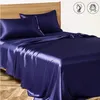 Ensembles de literie Ensemble de draps de lit Queen Size en tissu satiné haut de gamme Ensemble de linge de lit de luxe de qualité A Ensemble de couverture de lit king size solide et soyeux