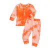 Ensembles de vêtements 4 couleurs bébé fille garçon tie-dye vêtements ensemble infantile enfants à manches longues T-shirts hauts pantalons coton doux tenues