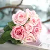 Decorative Flowers Arrival Simulation Of Nine Heads Roses Bouquet Bridal Holding Flower 16 Colors In Stock For Wedding Party Decoration