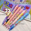 Pens 36 PCS/Lot Kawaii Güzel Kız Pres Jel Kalem Sevimli 0.5mm Siyah Mürekkep İmza Kalemler Promosyon Hediye Kırtasiye Okul Malzemeleri