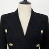 Kvinnors kostymer Blazers S-5XL2022 Spring och Autumn Fashion Högkvalitativ liten kostym B Home Lion Button Short Black White Jacquard Jacket