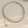 Anhänger Halsketten 4XBE Zirkon Fünfzackige Ästhetische Halskette Mode Einfache Geschichtete Schlüsselbein Kette Frauen Mädchen Geburtstag Party Schmuck Geschenk