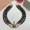 Black Necklace New Designer Pendant Necklaces Luxury Brand Women Jewelry Saturn Chokers Metal Pearl Planet Chain necklace cjeweler Trend For Woman Fashion0003