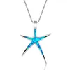 Trendig blå stjärna hänge halsband för kvinnliga kvinnliga sjöstjärna havs halsband ocean sommarstrand smycken krage