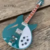 Guitarra eléctrica de cuerpo semihueco de 12 cuerdas, Color azul turquesa metálico, puente trasero en forma de R, Guitarra 360 de alta calidad