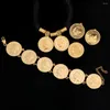 Ketting Oorbellen Set Ethiopisch Goud Kleur Munt Hanger Ring Armband Trendy