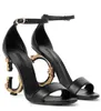 2024 Marques élégantes Keira Sandals Chaussures Luxury High Heels Femmes Gold-plaquée Pop Pop Talons Summer Pumps Patent Leather Party Robe de mariée Gladiator