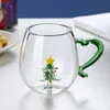 Árvore de Natal Veado Caneca de Café 300ml Animais Bonitos Garoto Água Chá Copo de Vinho Copo de Vinho para Taças de Champanhe Copo de Leite de Borosilicato Alto L230620