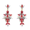 Pendientes colgantes Marca Cristal Borla Colorido Negro Rojo Cuelga Mujeres Brincos Boucle D'oreille Joyería nupcial de la boda