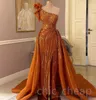 Aso Ebi Orange Sweath Prompring платье с блестками кружевная вечерняя формальная вечеринка второй прием к дню рождения подружки невесты для обручальных платьев.