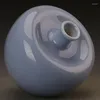 花瓶中国アンティーク磁器スカイブルーグレーズアップルZun jar Vase