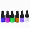 Ambre Clair Bleu Vert Violet Rouge Mini Bouteilles En Verre Flacons D'affichage D'huile Essentielle De 2 ml Avec Des Couvercles De Pipette Noirs Pour EJuice Eliquid Pxna